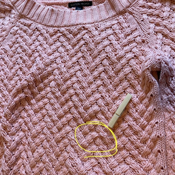 Boston Proper 100% Cotton Blush Pink‎ Off the Shoulder Sweater with Bell Sleeves - Picture 10 of 14